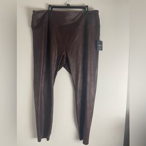 NWT Women’s Brown Faux Leather 2X Leggings Simply Vera Vera Wang High Rise